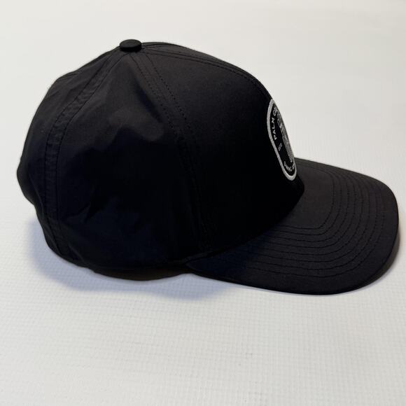 Palm Golf Co Hat Cap Snap Back Mens Black Golf Patch Logo Swing And Smile - Picture 2 of 8